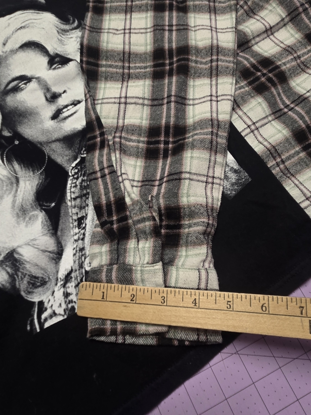 Dolly Parton One-of-a-Kind Upcycled Flannel Sleeve Shirt - Picture 9 of 14
